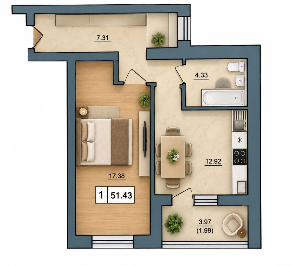 Sale of 1-room apartment, BAM district