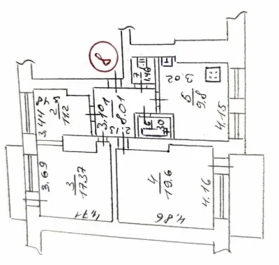 3-room apartment in the Metallurg Avenue district