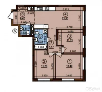 3-bedroom apartment, 77 sq.m