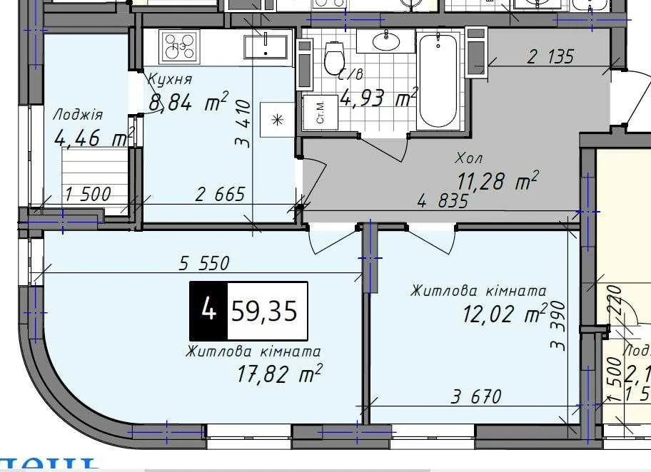 For sale: 2-room apartment in Odessa