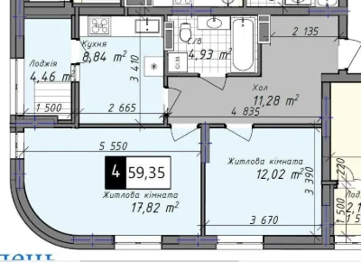 For sale: 2-room apartment in Odessa