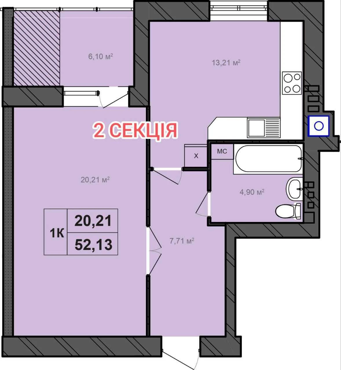 39684 Modern 2-bedroom apartment in residential complex "Bonville", Exhibition area