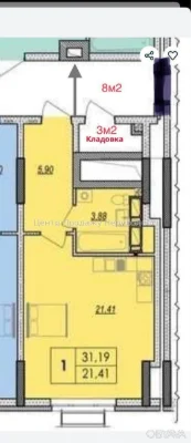 1-bedroom apartment, 35 sq m