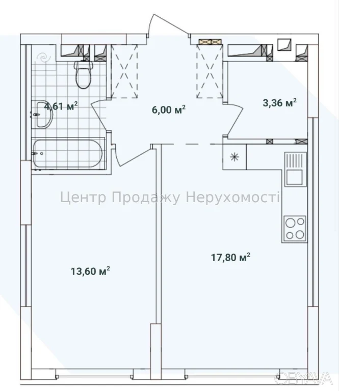 1-комнатная квартира, 45 м.кв.
