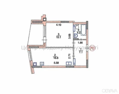 1-bedroom apartment, 46.2 sq.m.