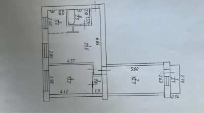2 room apartment + studio kitchen with independent heating