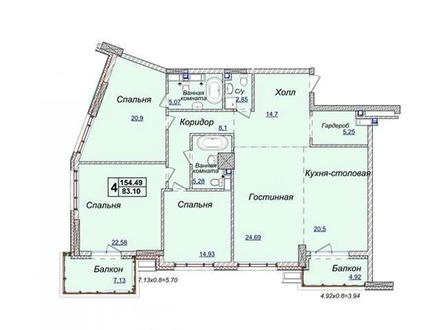 Продажа 4к квартиры 154 кв. м по ул. Андрея Верхосмотра 17Б •