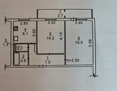 For Sale: 2-room apartment on Sadovaya Street, Center