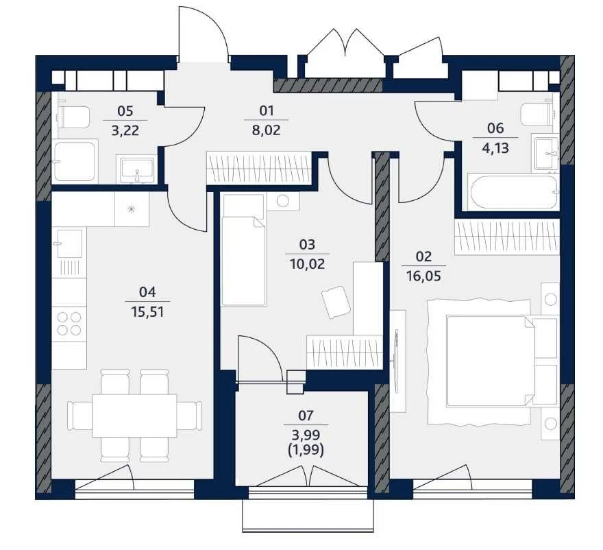 2-bedroom apartment (58.94m2) without commission (Obolon) | yeOsel