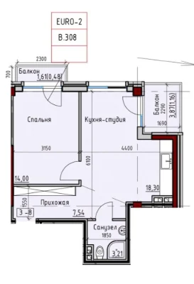 1-комнатная квартира с террасой в ЖК «Пространство на Дачной
