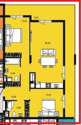 Sale of a two-bedroom apartment with a terrace in the Continent West residential complex