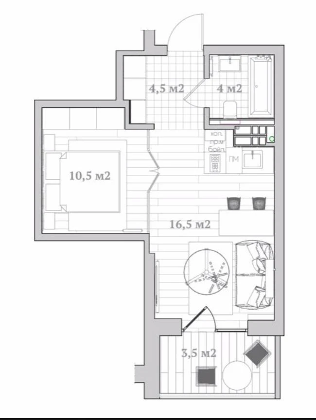 1-кімнатна квартира 40 м² в ЖК «Поділ Град», Дегтярна, 19, Воздвиж
