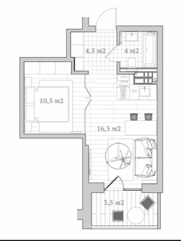 1-кімнатна квартира 40 м² в ЖК «Поділ Град», Дегтярна, 19, Воздвиж