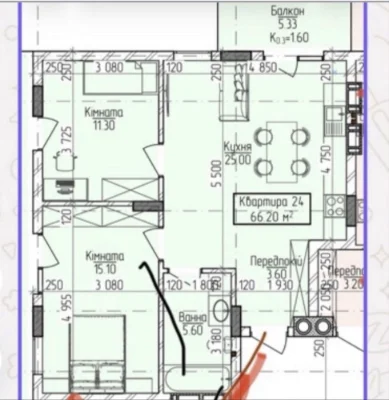 Apartment for sale - 2-room unfinished apartment in the Home complex