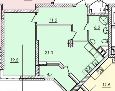 2-room apartment in residential complex REAL PARK. $640 per square meter! Completed house!