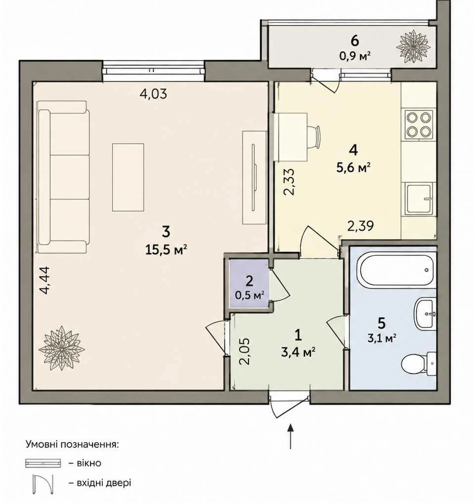 Sale of a 1-room apartment 30 sq m Soliani pr. Heroes of Ukraine