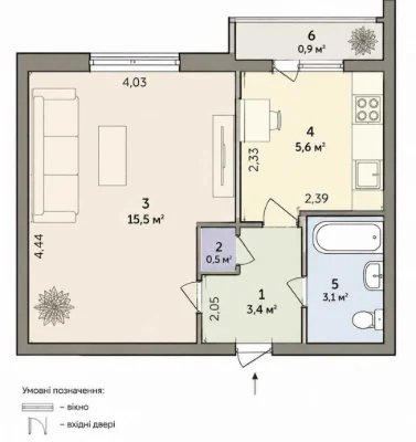 Sale of a 1-room apartment 30 sq m Soliani pr. Heroes of Ukraine