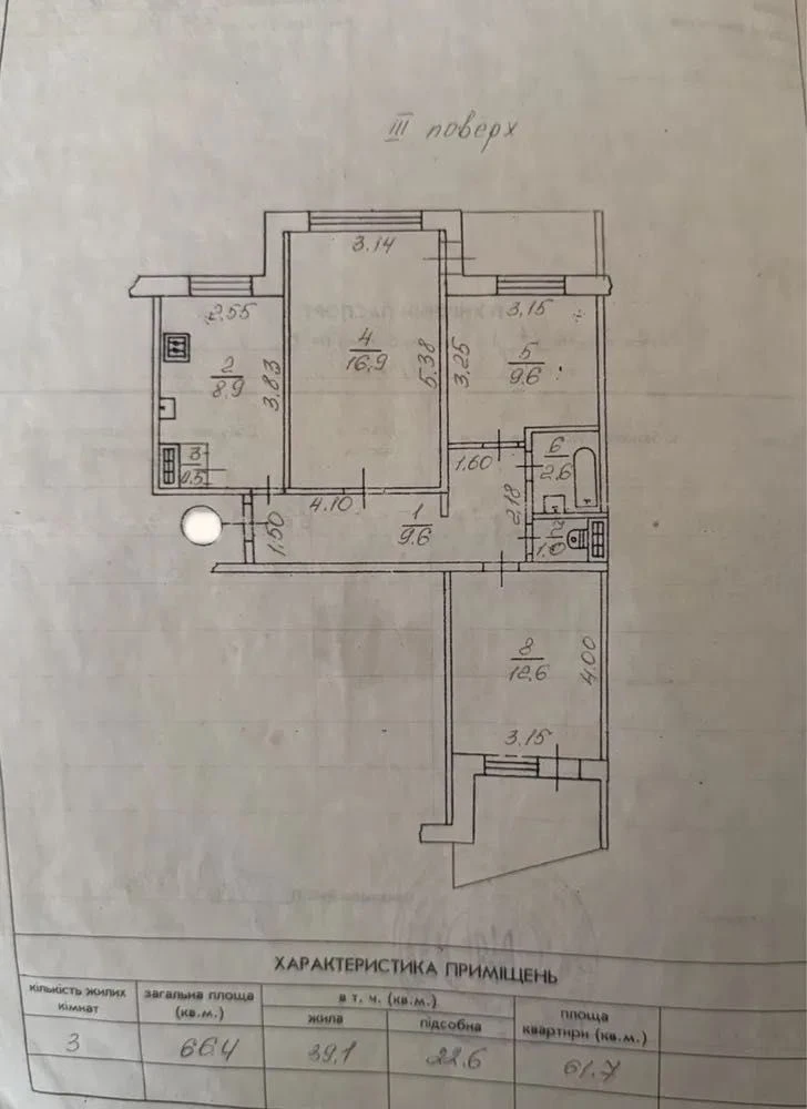 3 rooms. Near the Bus Station. 3rd floor. Owner.