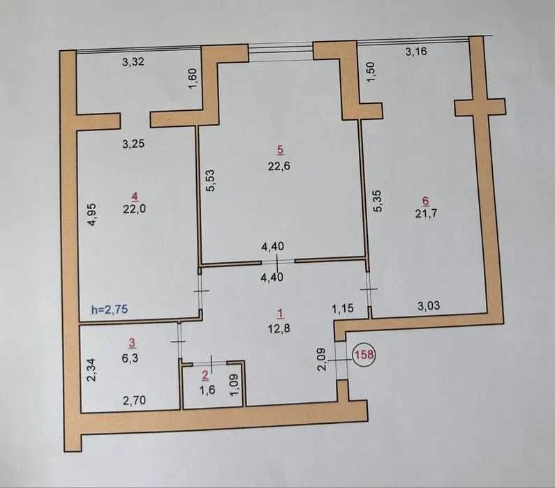 2-room new building, 87 sq.m, can be re-planned to 3 rooms
