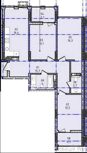 Sale from developer. Spacious three-room apartment in residential complex N