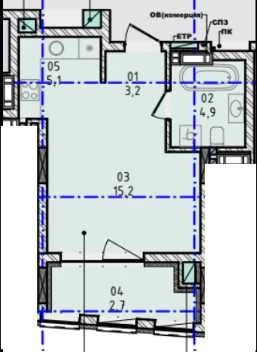Studio apartment in Nova City complex, 2nd floor