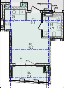 Studio apartment in Nova City complex, 2nd floor