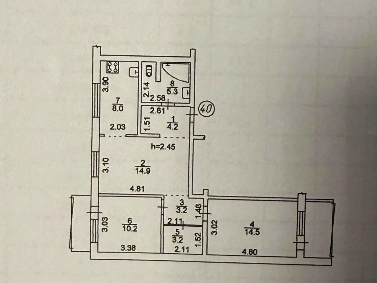 Selling 3-room apartment 66.7 sq.m, 1st floor