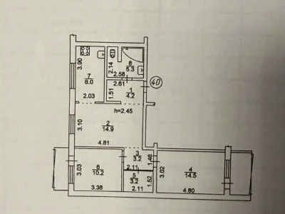 Selling 3-room apartment 66.7 sq.m, 1st floor