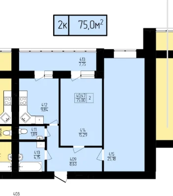 Sale of a two-bedroom apartment in a new building directly from the developer