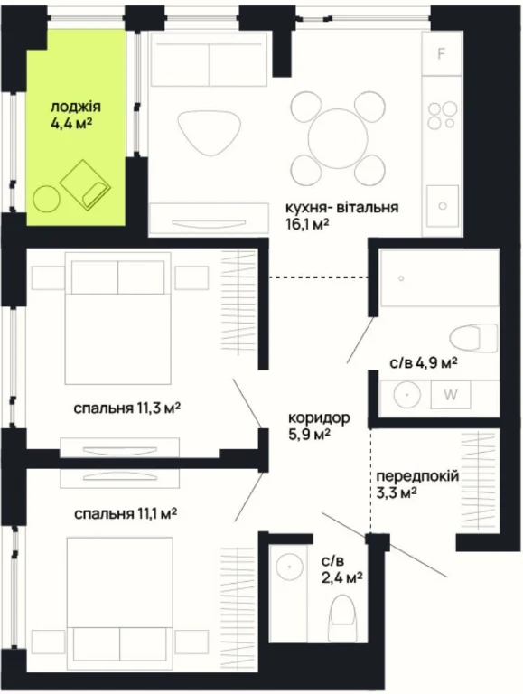 No commission. Promotion. Installment plan. Discount. 2-room apartment