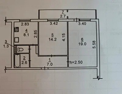 For Sale: 2-room apartment on Sadovaya Street