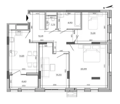3-room apartment 85 sq m in the FATHER residential complex by RIEL, Lviv