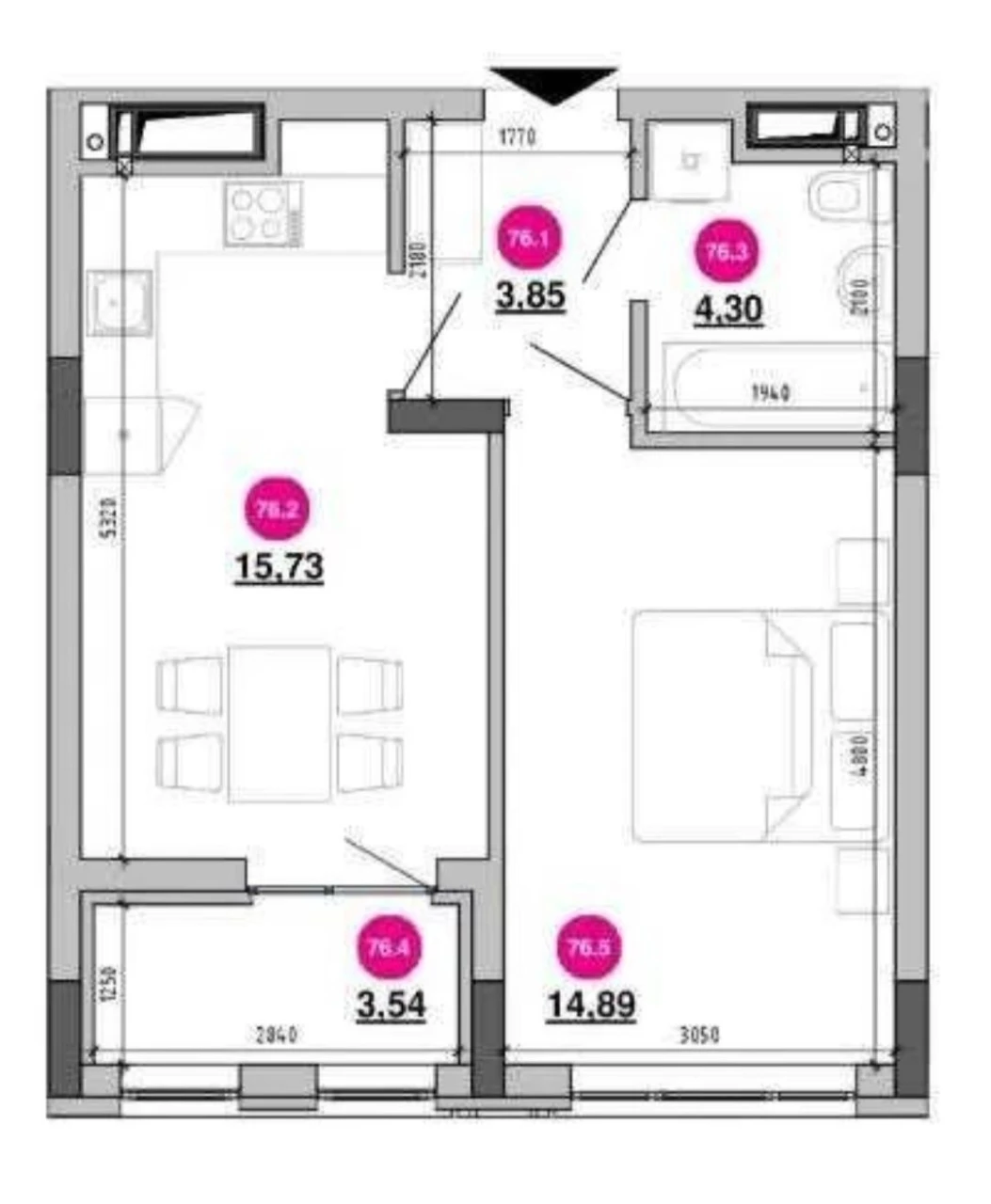 Sale of 1-room apartment, B.Khmelnytsky Street, ЖК Vecha, Podzamche, 43/16/27 sq.m