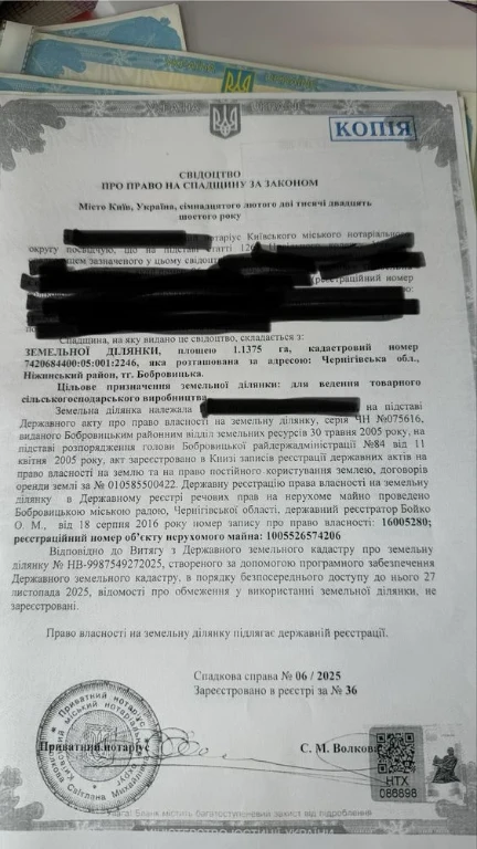 Продается участок в Черниговской области