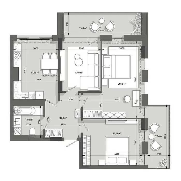 Apartment for Sale - 3-room apartment 82.75 m² | Residents Lennonna