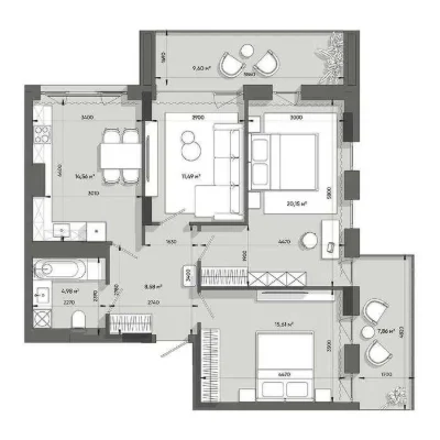Apartment for Sale - 3-room apartment 82.75 m² | Residents Lennonna