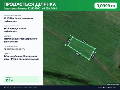 Продається участок под строительство село Рудня