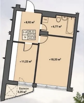 One-bedroom apartment for sale from owner in Amber Park residential complex, 46