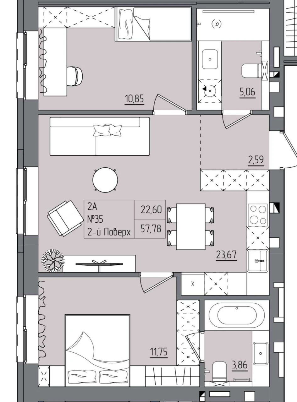 Two-bedroom apartment from Developer in new building