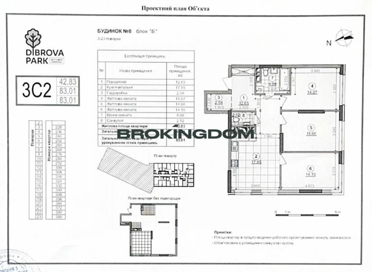 For Sale! 3-room, 83.01 m2. ЖК Діброва парк