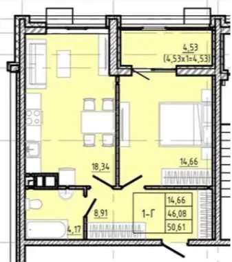1-bedroom apartment in the Modern residential complex. 6 Fontana