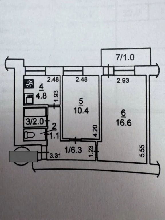 Two-room apartment in Mykolaiv