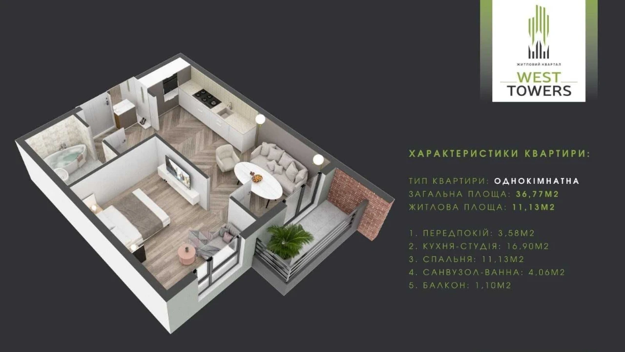 Продажа 5 квартир в West Towers Ужгород