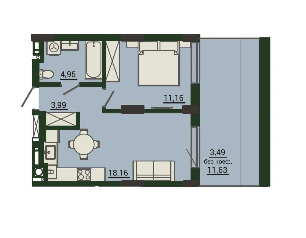 Продаж 1-кімнатної квартири 42 м² в ЖК PLUS бізнес-класу на вул. С