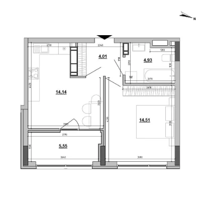 1-кімнатна квартира 43,14 м² | ЖК Sister, 1 черга | 5 поверх