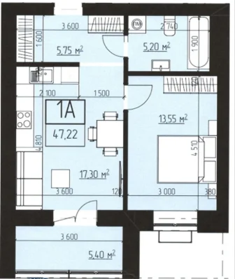 1-bedroom apartment in the Olympic-Modern residential complex