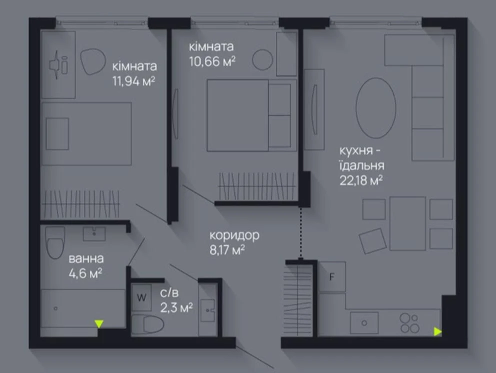 Гарна 2-кімнатна квартира в ЖК ManhattanUP