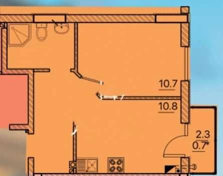 1-bedroom apartment in a new residential complex with individual heating