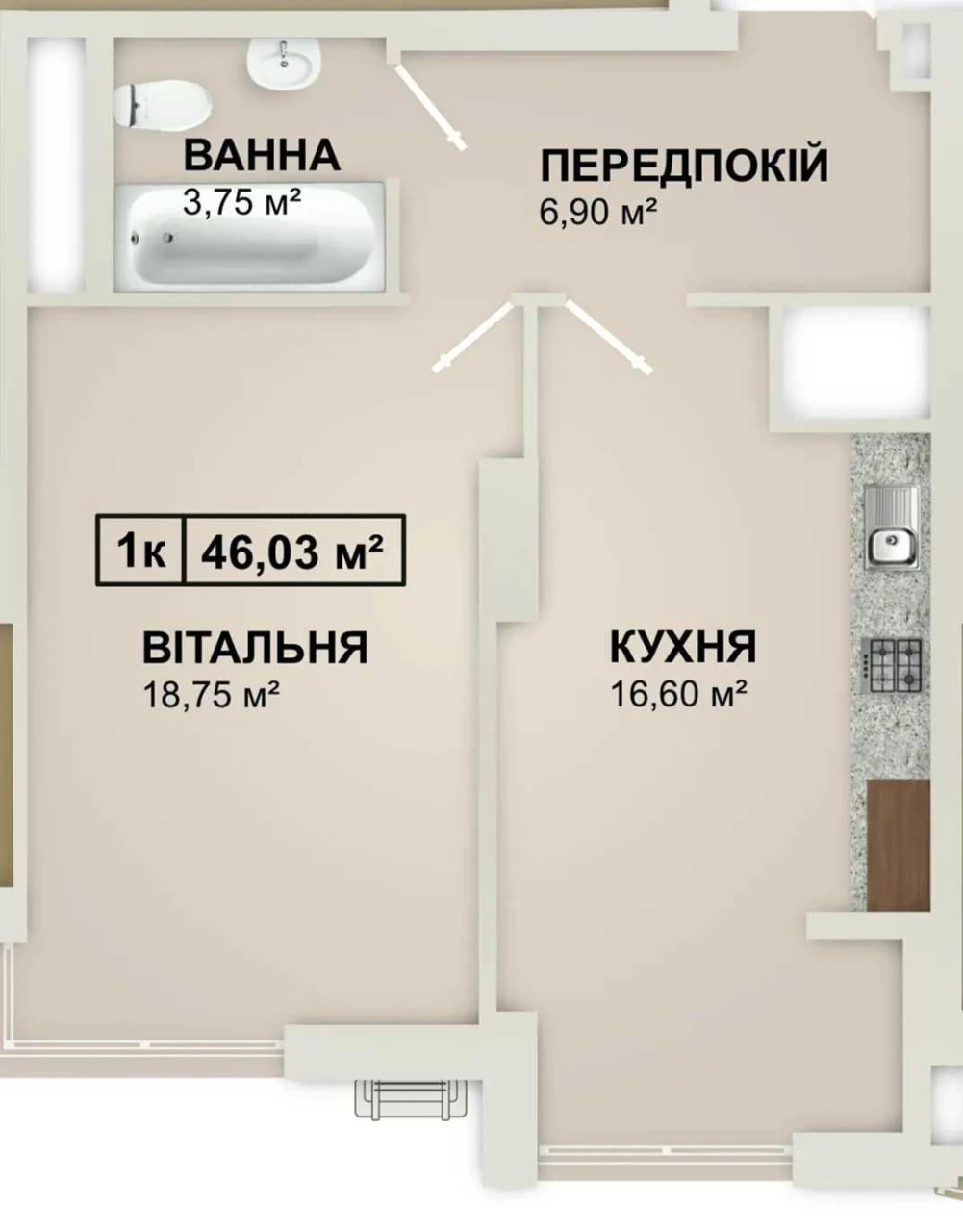 1 кімн жк Листопад  ГОТОВА ДО РЕМОНТУ вул Івасюка