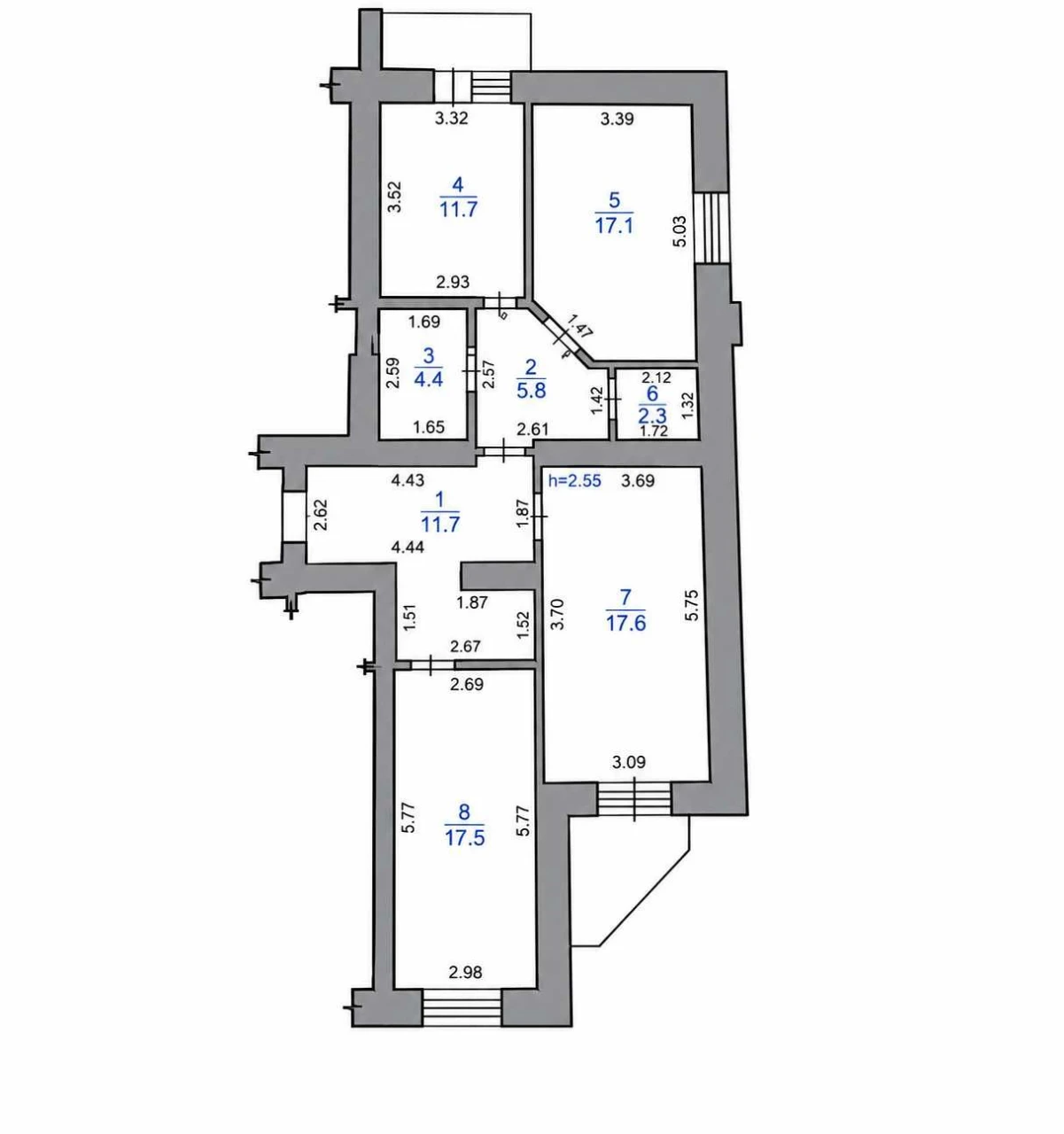 Spacious 3-bedroom apartment, 91 sq.m, CENTER, individual heating